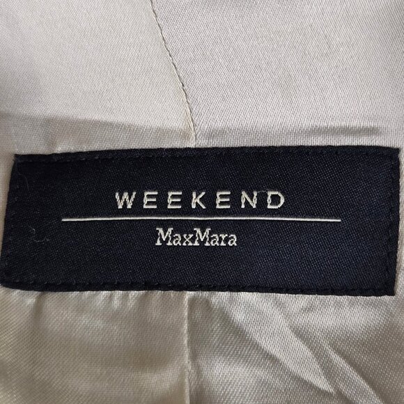 Weekend by Max Mara Size 10 Cream Colored 3 Button Blazer Linen Cotton Blend - Picture 13 of 16